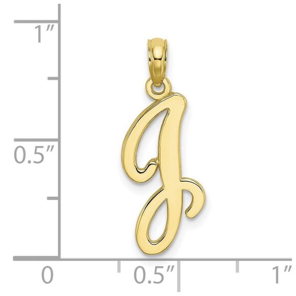 10K Yellow Gold Polished J Script Initial Charm - Picture 3 of 9